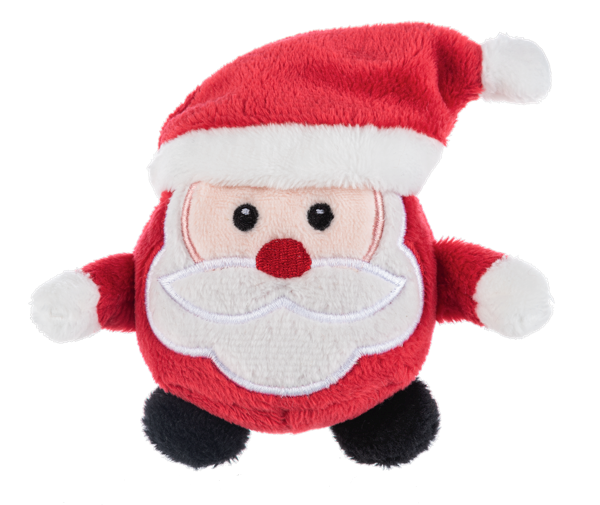 Yuletide Tossimals Santa Claus plush toy with a red hat, white beard, and black feet.