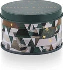 3 oz tin Fa La La candle in Wonderful Winter fragrance with a white lid.