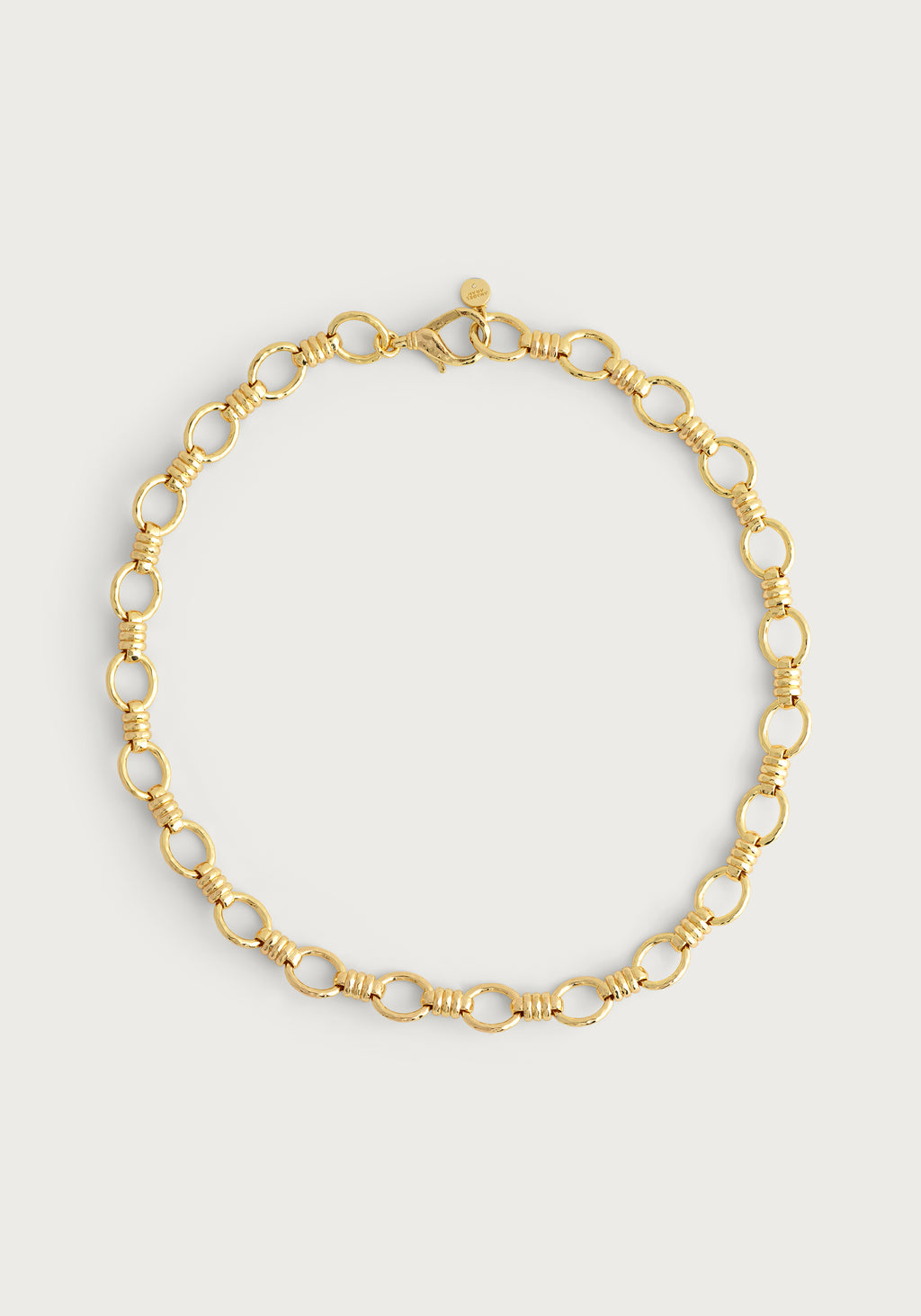 Gold Neptune Chain Necklace featuring textured oval links and a lobster clasp closure.