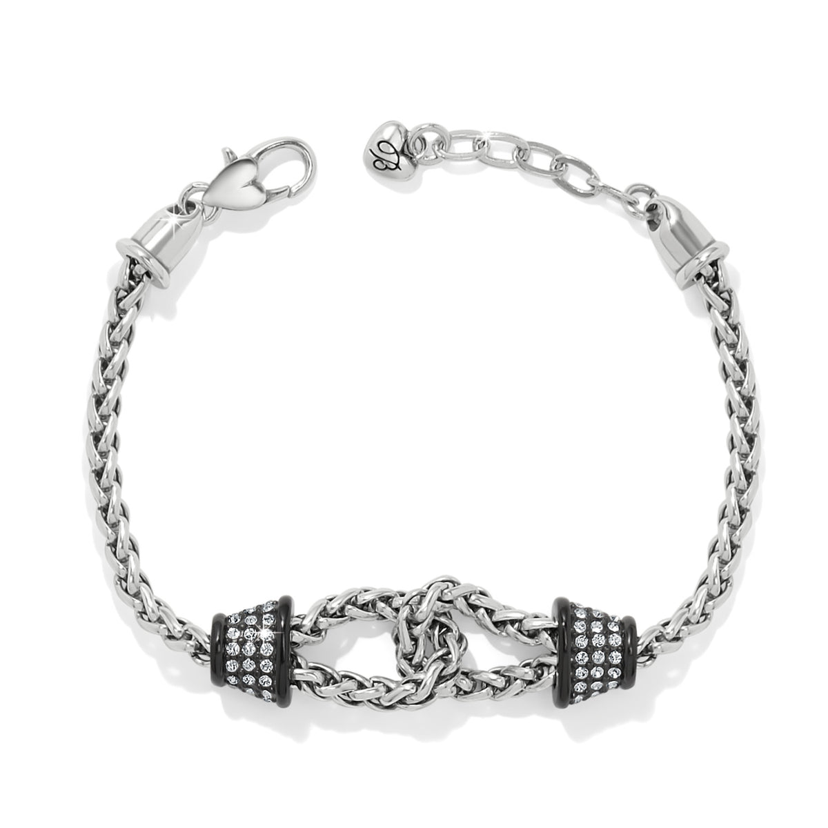 Silver-plated Meridian Ventus bracelet with black fine quality crystals on an adjustable lobster claw closure.