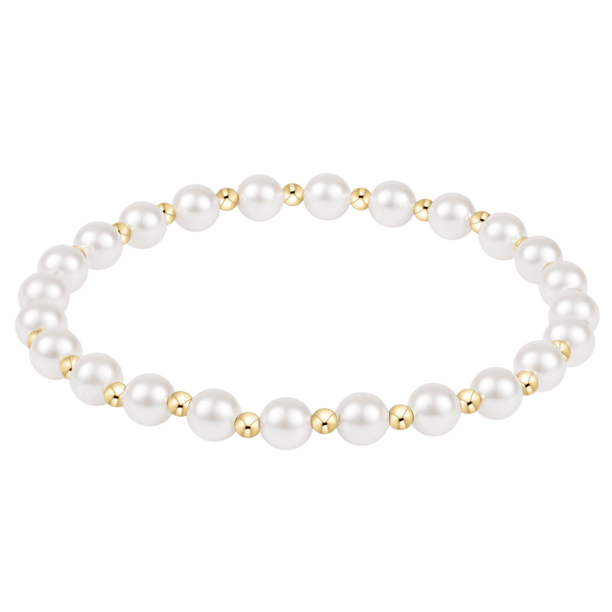 Grateful Pearl bracelet featuring stacked 5mm and 2.5mm pearls on high-performance elastic.