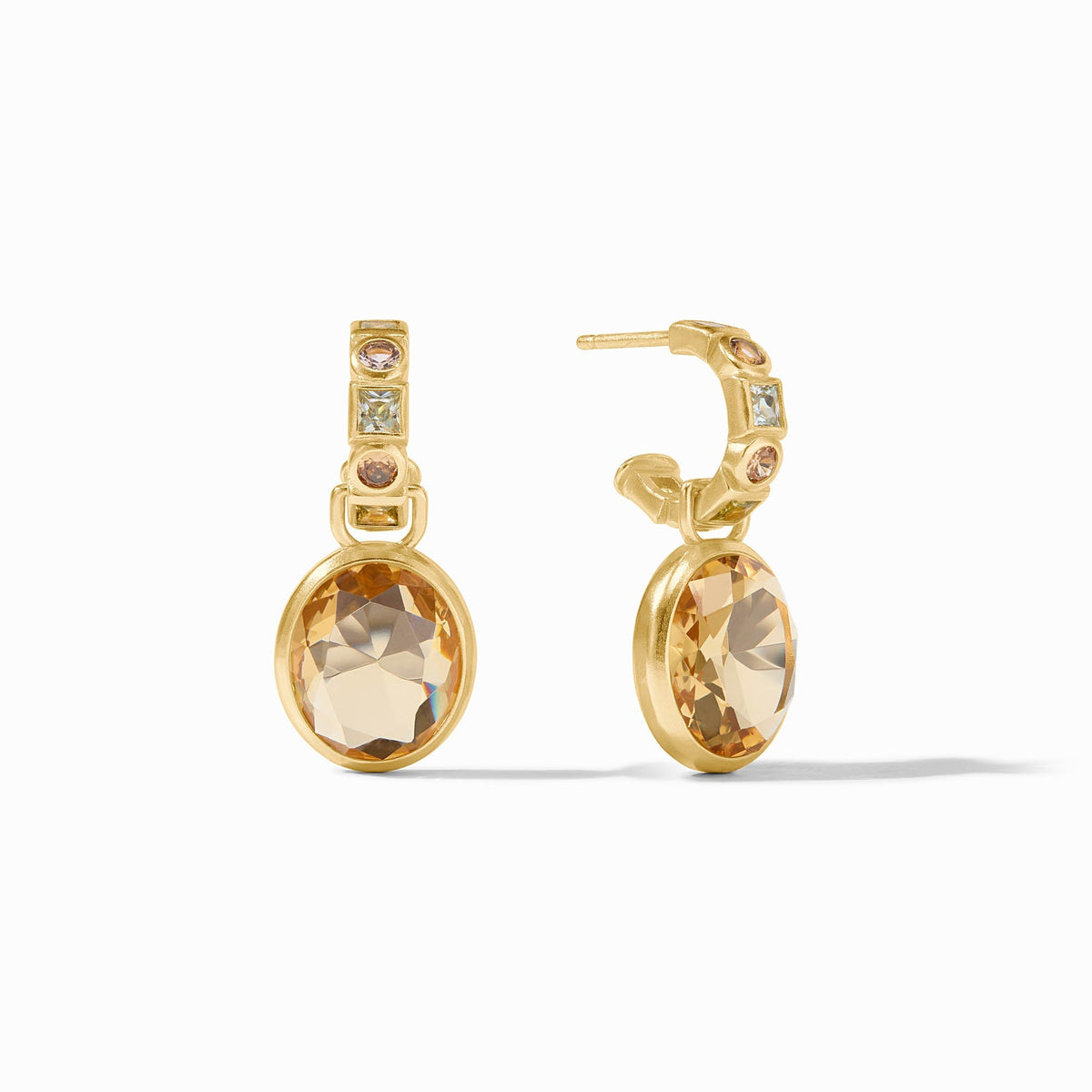Jolie Hoop & Charm earring in gold with clear glass stone