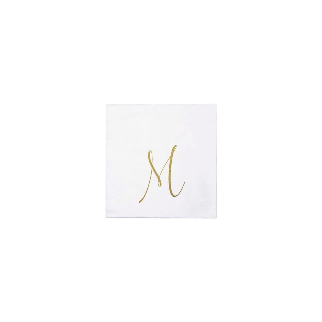 Papersoft Gold Monogram Cocktail Napkins