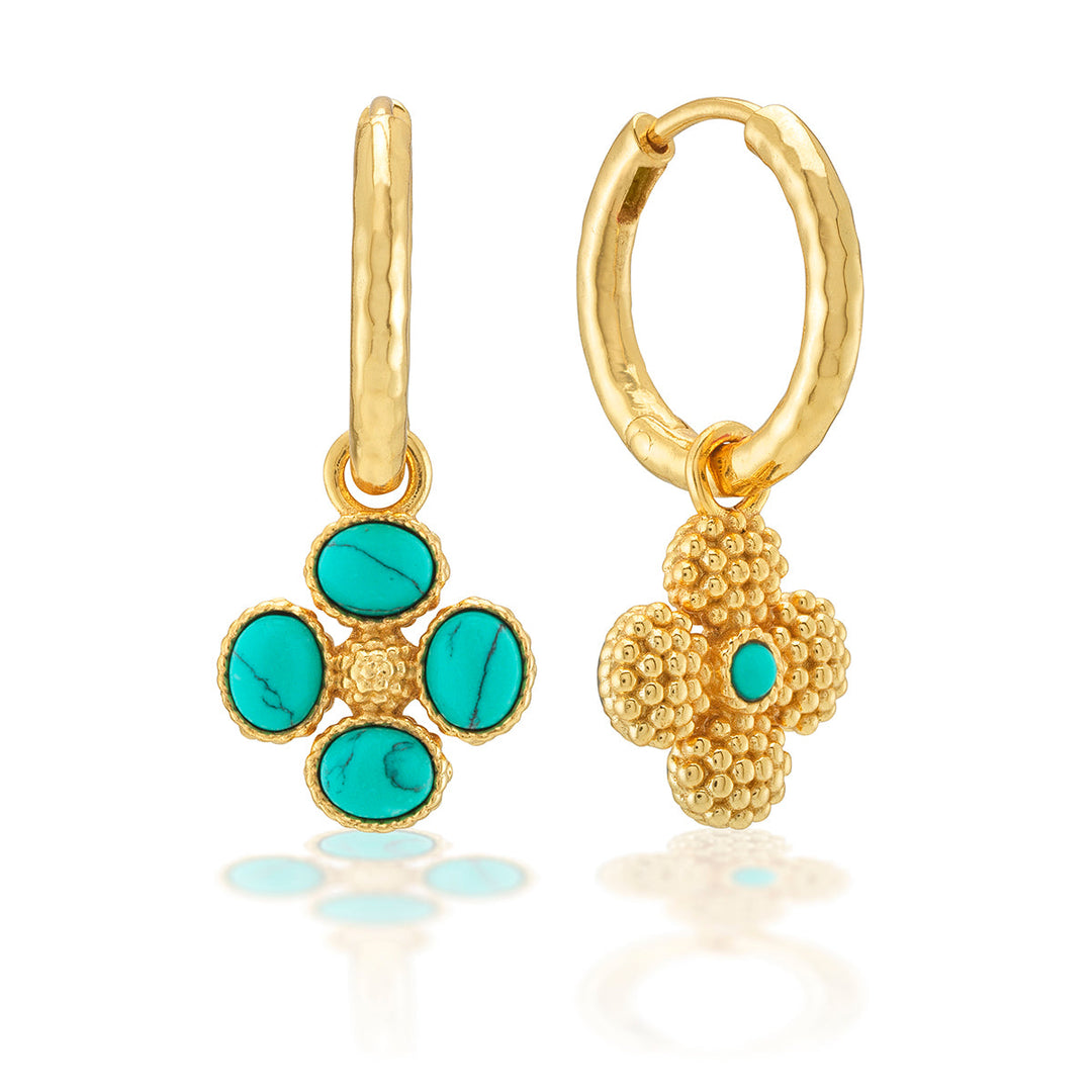 Berry Clover Hoop Earrings with Double Sided Charm