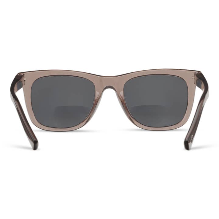 Harbor Bifocal Sun sunglasses with polycarbonate frames in warm gray tortoise pattern and amber gradient polarized lenses.
