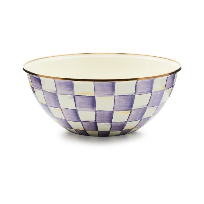 Violet check large everyday bowl with a 16-cup capacity