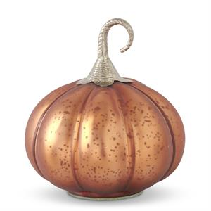 Copper Glass Pumpkin with Brass Stem - Sold Individually