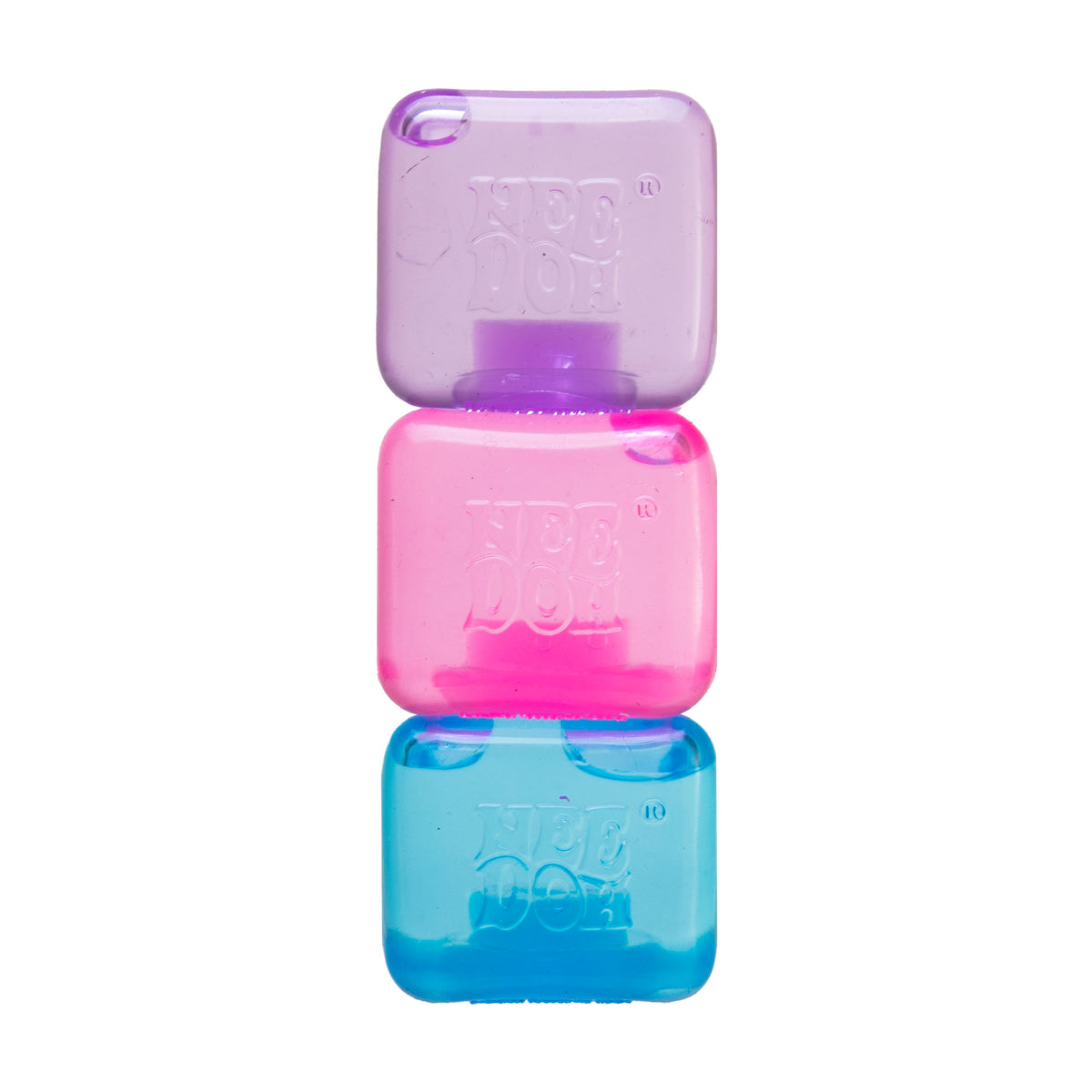 Small teal silicone ice cube toy with a smooth rounded square shape.