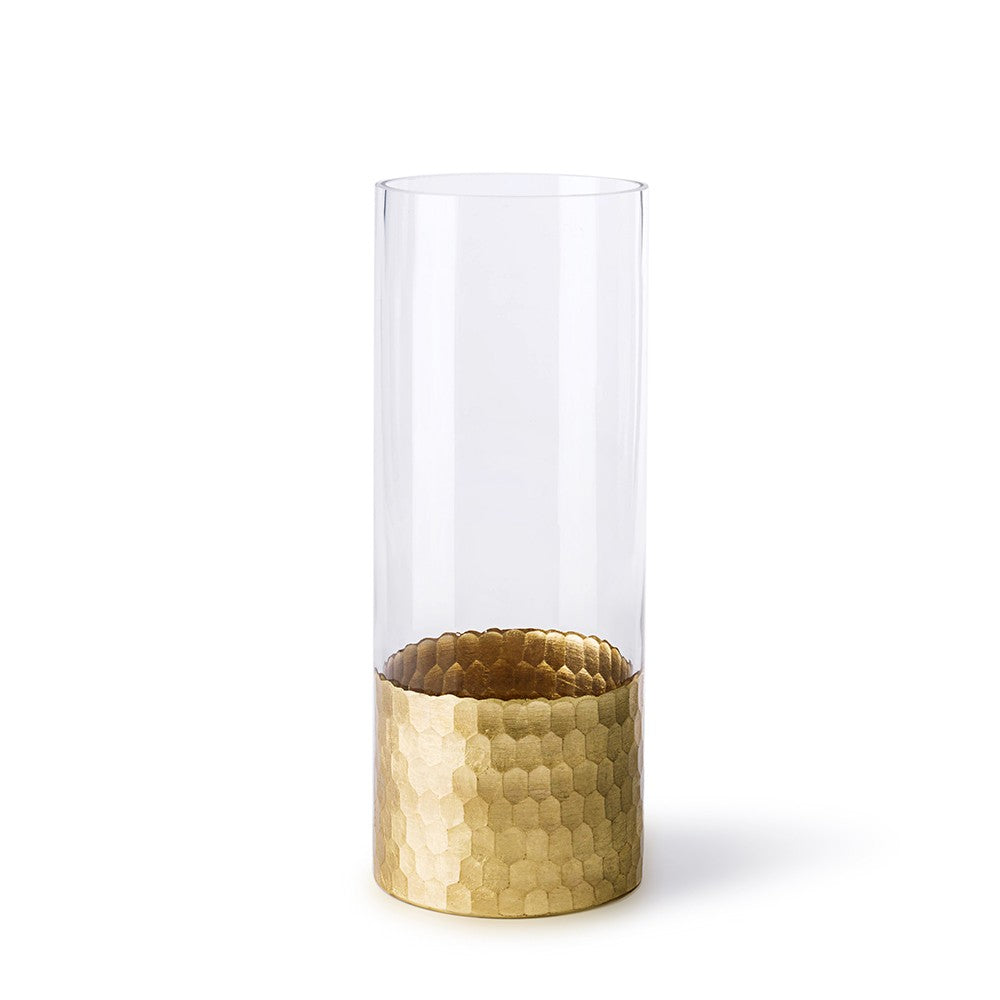 Gold-colored D4-inch vase with a smooth cylindrical silhouette.
