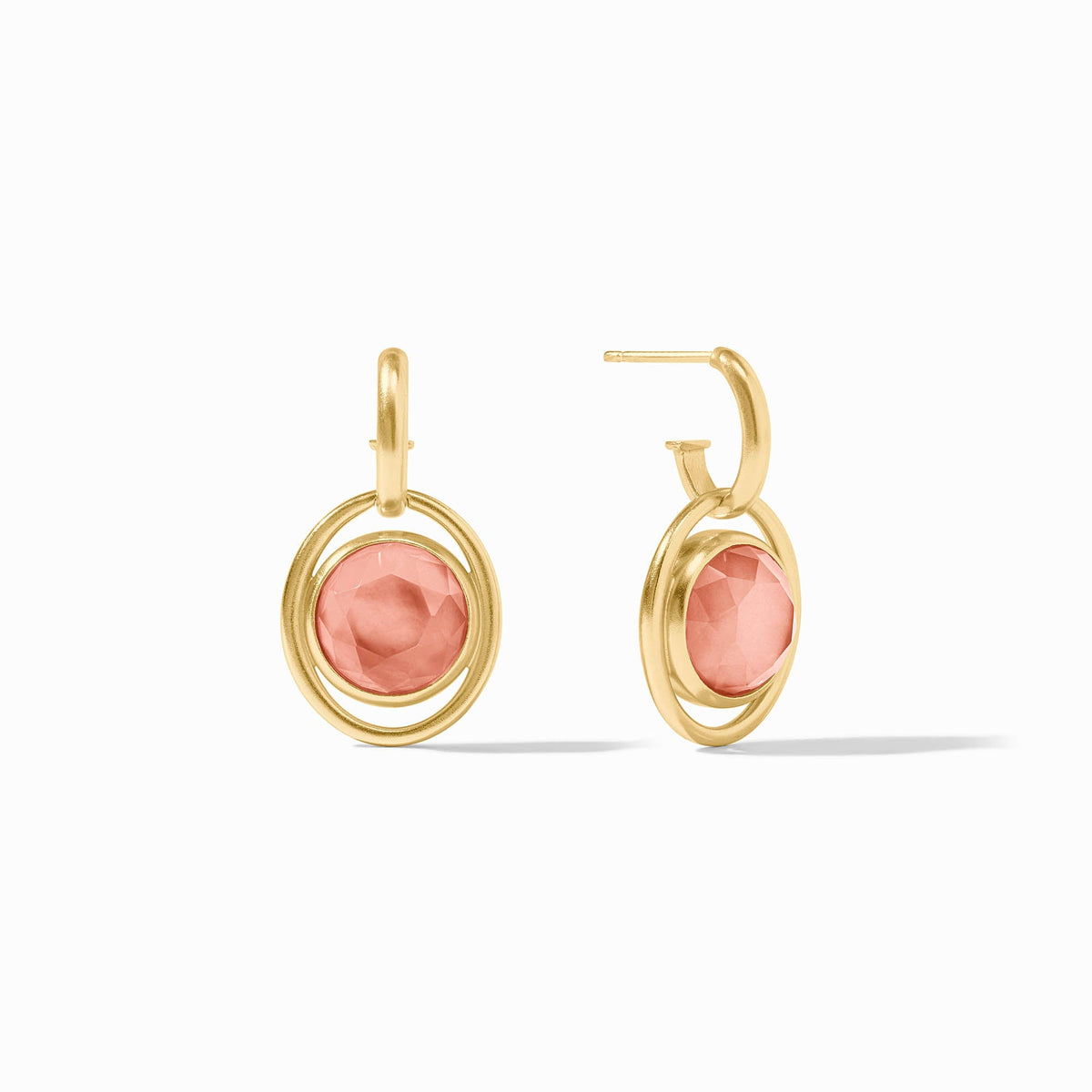 Laguna hoop earring with charm in gold finish featuring imported glass bead
