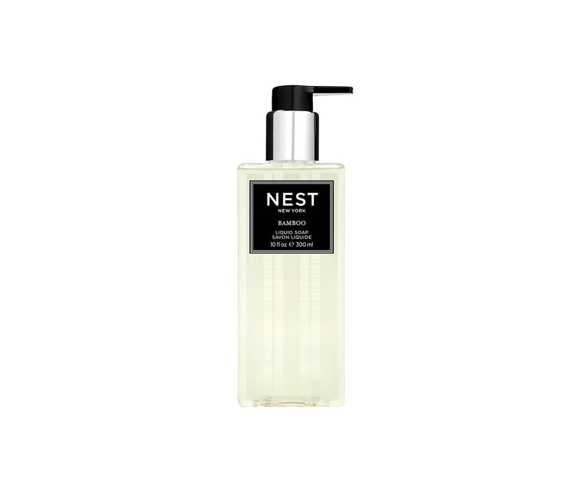 Nest liquid soap bottle with bamboo cap in light beige color