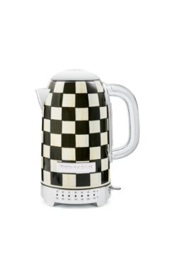 Check Electric Kettle with a black and white checkered pattern and silver accents.