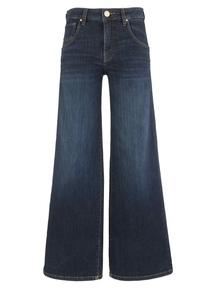 Maya high-rise wide-leg jeans in a dark indigo wash with a regular hem and classic five-pocket style.