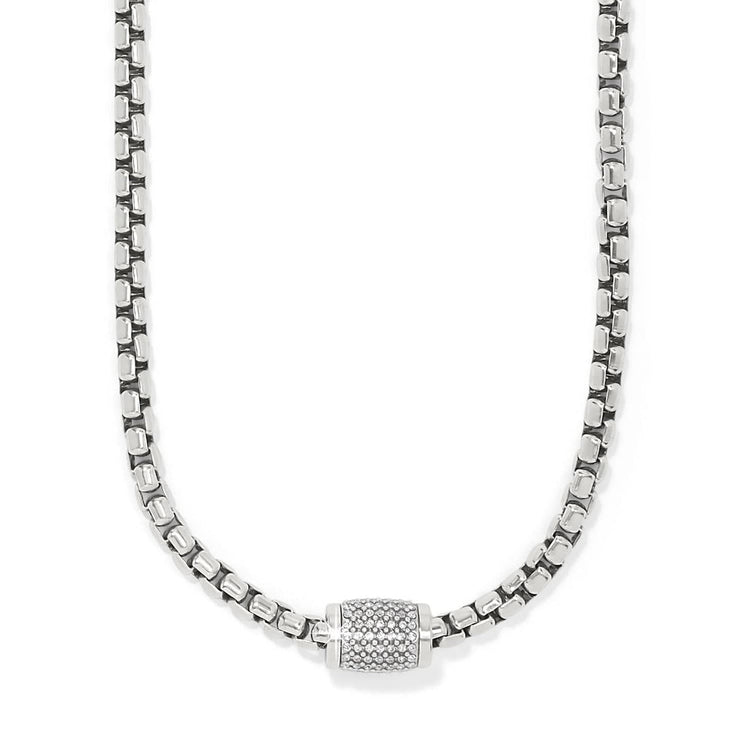 Silver Meridian Solis necklace featuring a delicate chain with an oval pendant.