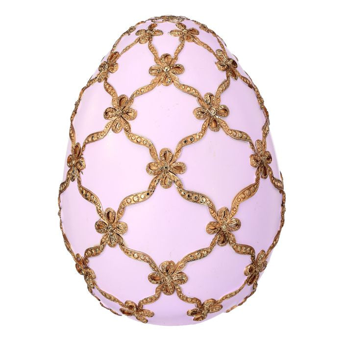 9-inch resin gilded lattice egg with gold finish