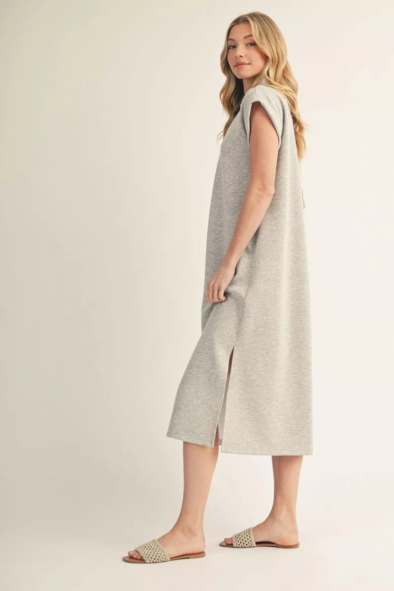 Madelyn Short Drop Shoulder Solid Midi Dress