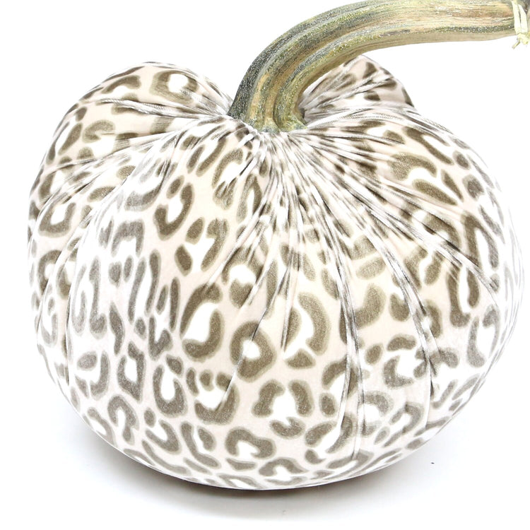 Handmade 8-inch velvet pumpkin in deep orange with a natural stem.