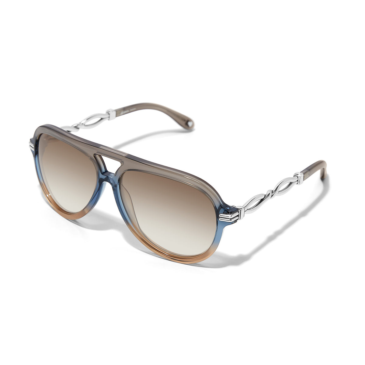 Interlok Twist Aviator Sunglasses with blue gradient frames and silver-plated twisted temples.