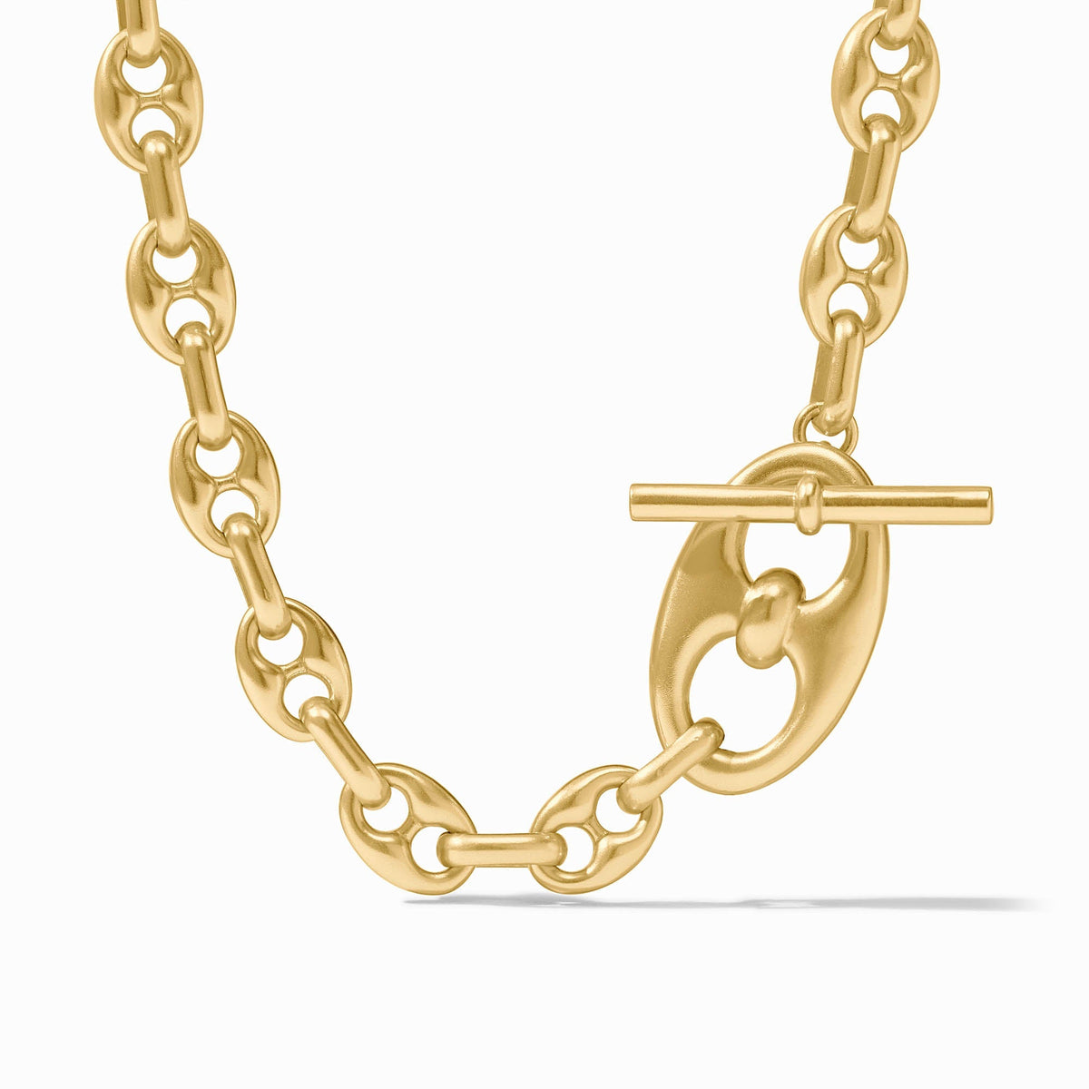 Adjustable gold-plated Laguna Demi Link necklace with front toggle clasp.