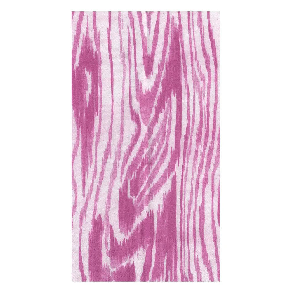 Fuchsia pink and white woodgrain pattern guest towel napkin.