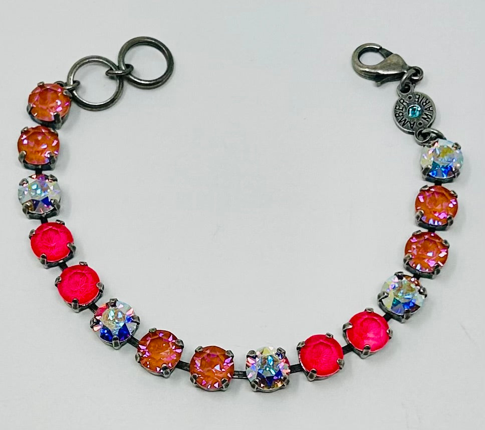 Adjustable silver-tone bracelet featuring a Scotty dog heart charm with Tampa-inspired whimsical detailing.