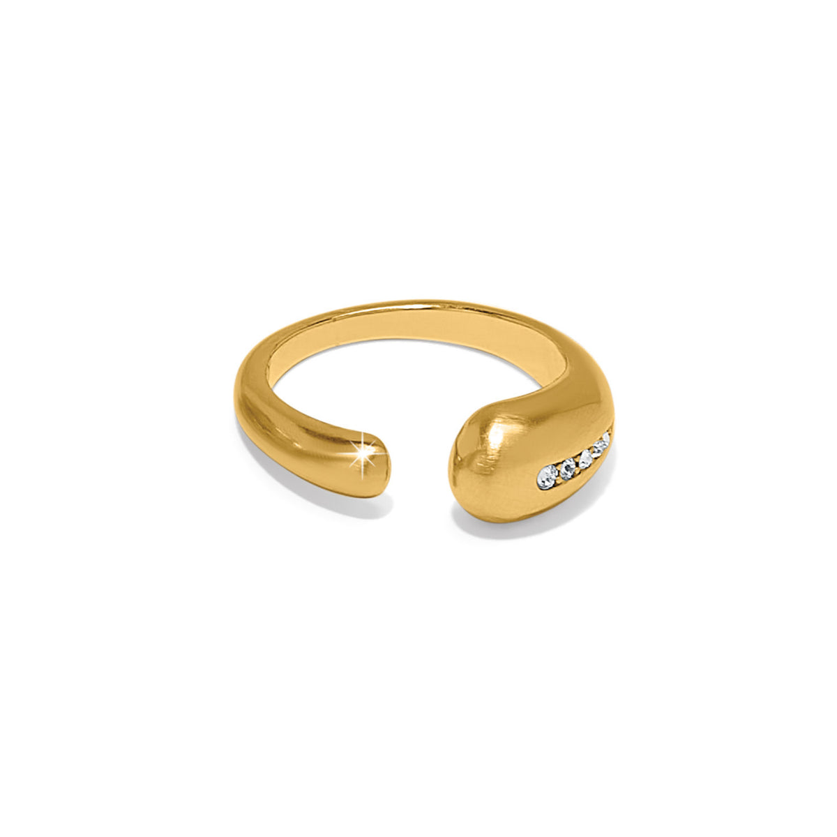 Gold plated ring with sculptural water drop motif made from fine quality crystals