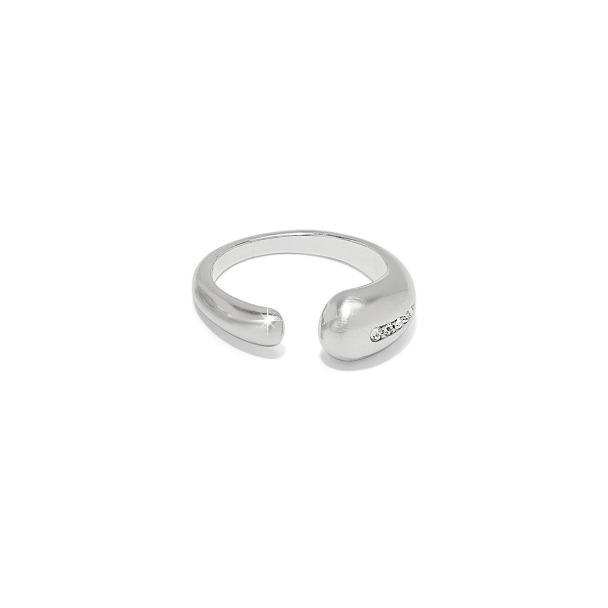 Silver plated ring with fine quality crystals in a simple band setting