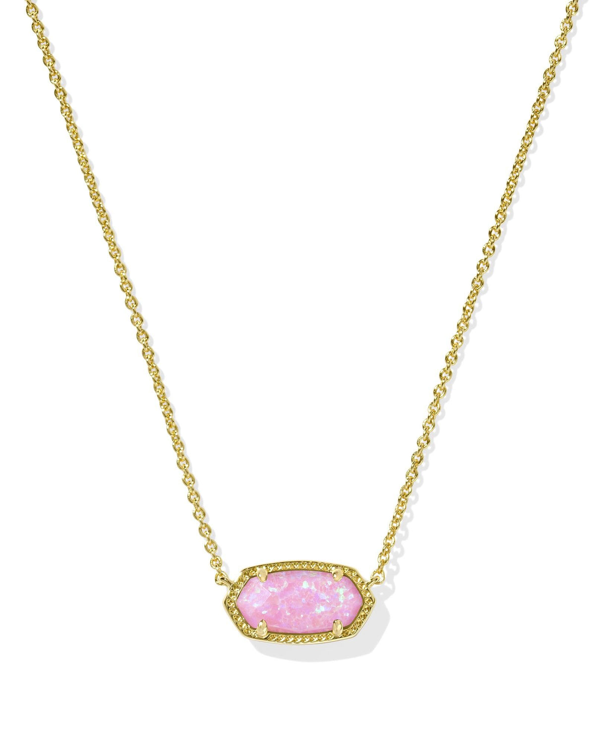 Elisa Short Pendant Necklace in gold-tone metal with a small rectangular pendant on an adjustable chain.