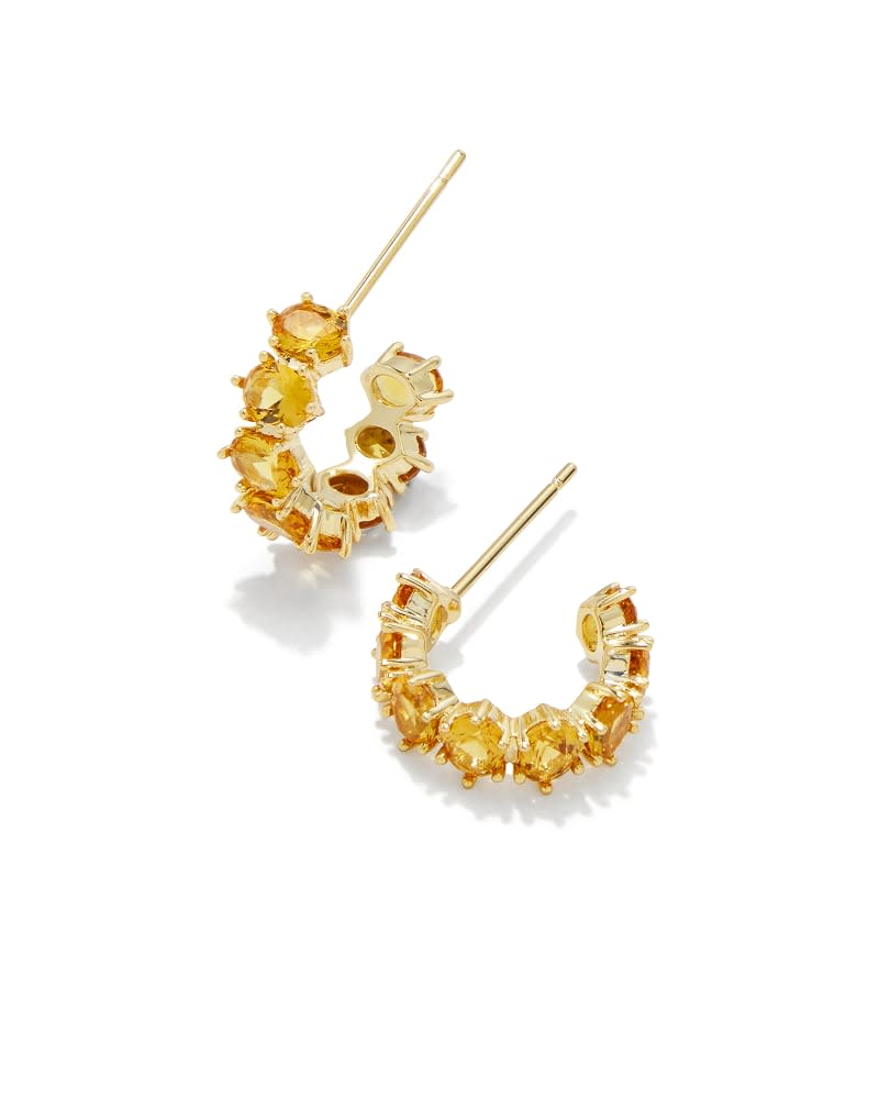 Cailin crystal huggie earrings with earpost closure in clear faceted stones.