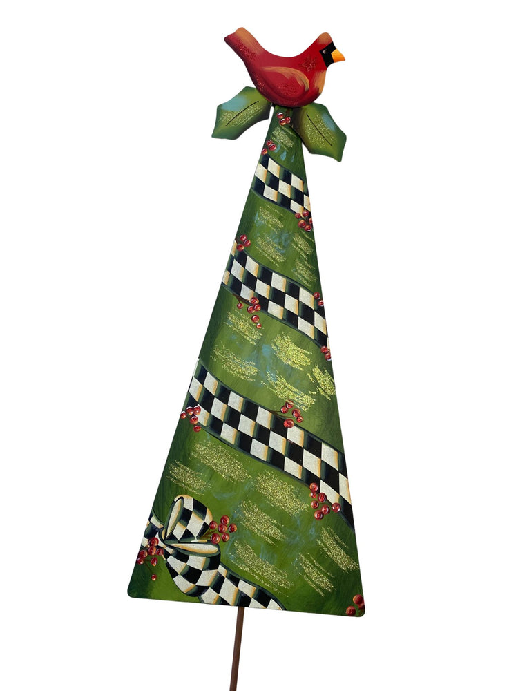 Black and white Red Bird Trees decorative tree with a minimalist geometric pattern.