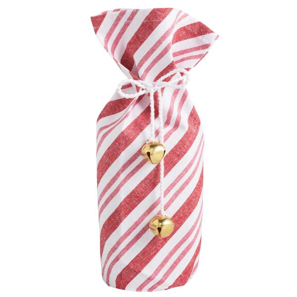 Cotton cloth wine bag with tassel tie in natural fabric texture