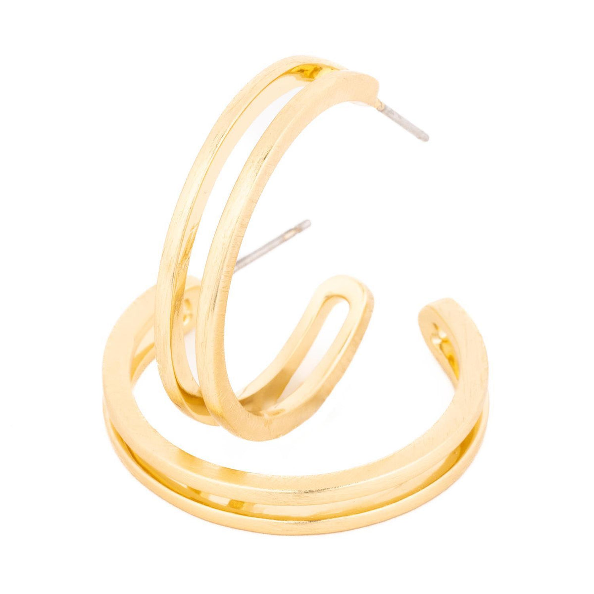 Gold hoop earrings with a polished finish