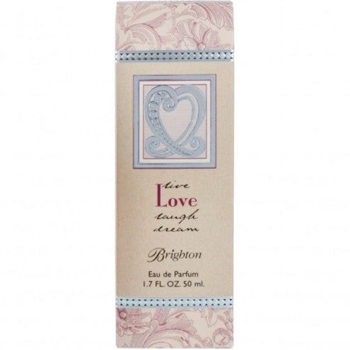Brighton Love Eau de Parfum 1.7 fl. oz. 50 ml bottle in a pink floral and tan box.
