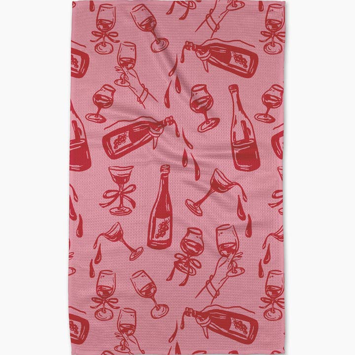 Recycled polyester waffle weave tea towel with single-sided print