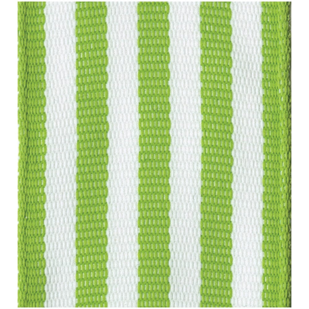 Roll of striped polyester grosgrain wired ribbon in natural tones.