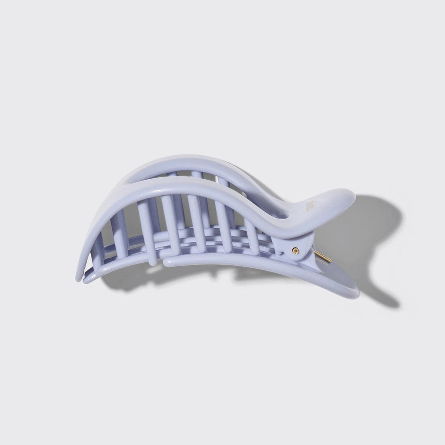 Medium periwinkle recycled plastic hair clip with gentle teeth designed for half-up styles.