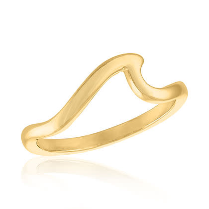 Wave Gold Layers Ring featuring a polished yellow gold band with a fluid wave-like design.