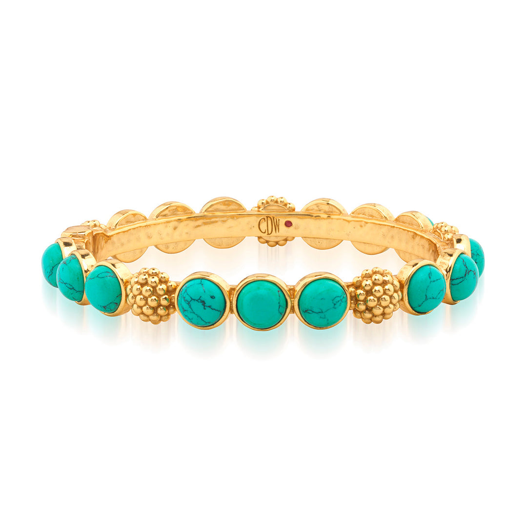 Berry Gem Hinged Bangle - Turquoise