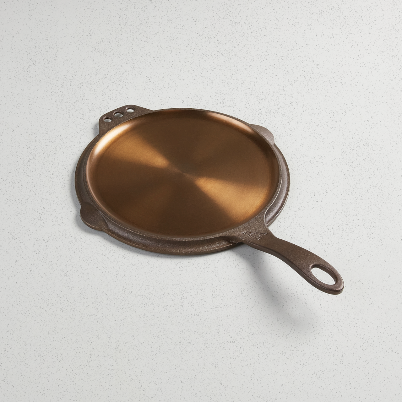 Satin-finish No. 10 Flat Top Griddle with extended handle and pour spouts