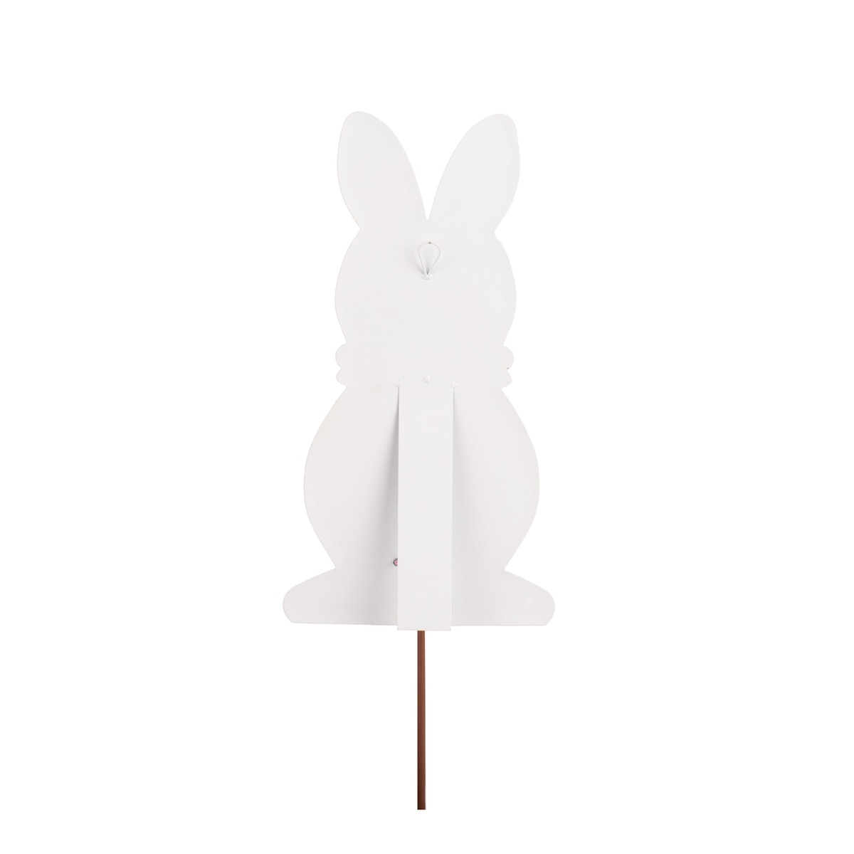 Bow Bottom Bunny stake easel in brown felt with a white bow detail
