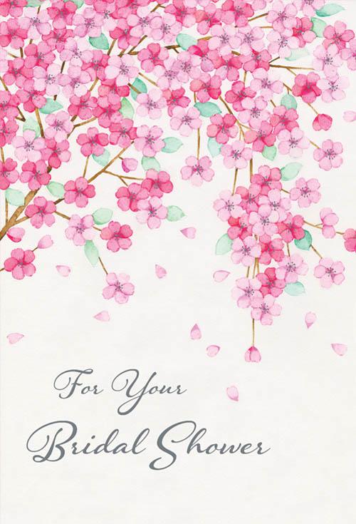 Wedding shower invitation card with foil and embossing refinements.
