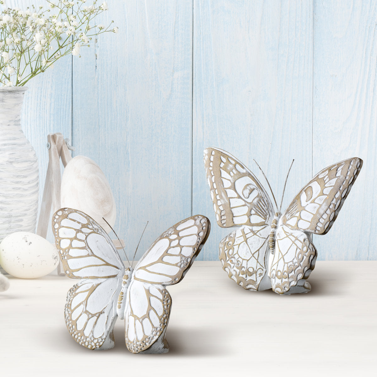 Resin butterfly with wood grain texture in brown tones