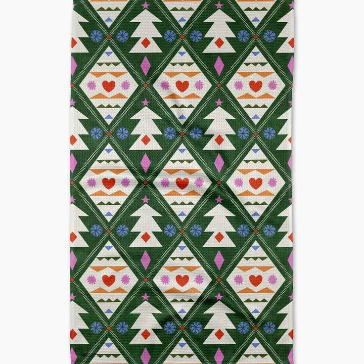 Holiday Tea Towel Sugarplum Florals Traditional