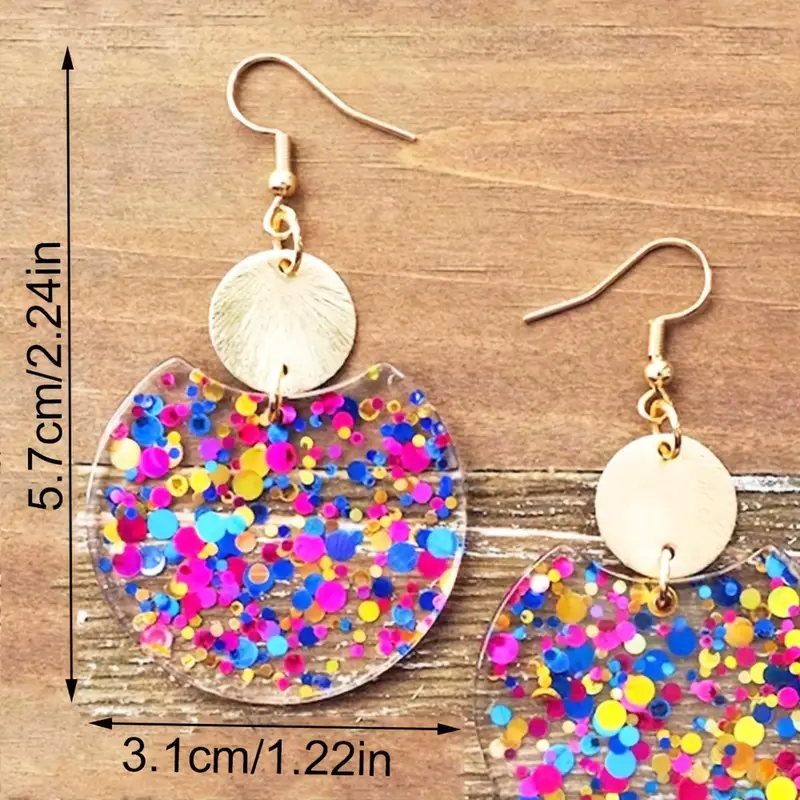 Vibrant Confetti Sparkle Circle Earrings