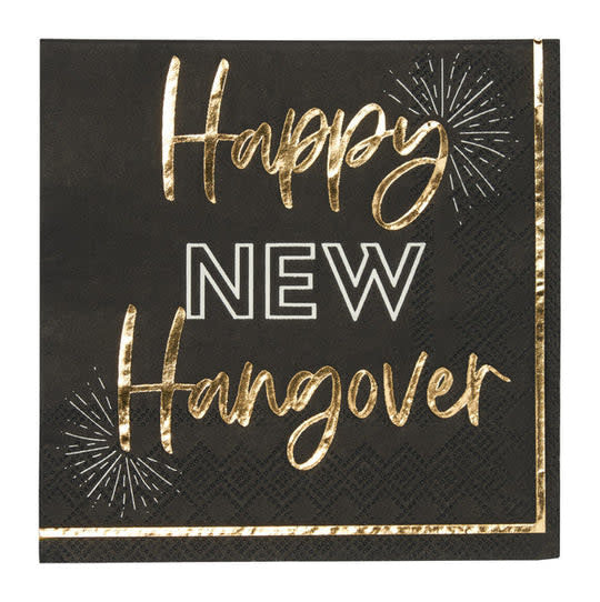 Black cocktail napkin with gold geometric border detail