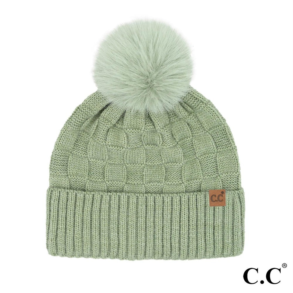 Weaving Texture Pom Beanie