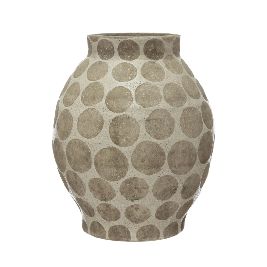 Terra-cotta vase with wax relief dot texture
