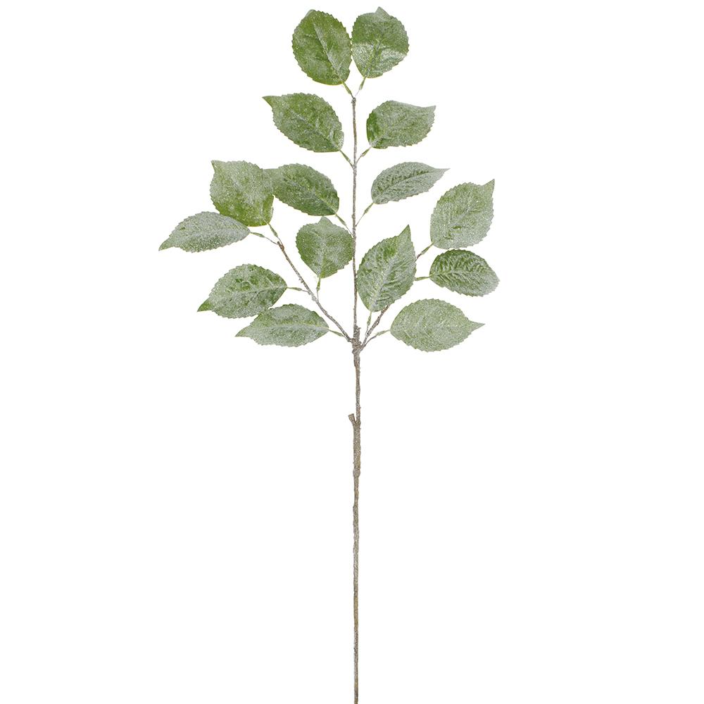 45" Glittered Hydrangea Leaf Spray Green
