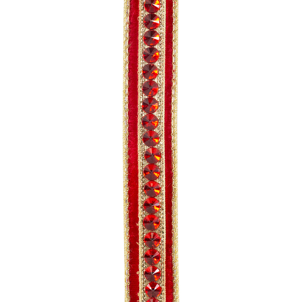 Gold metallic dupioni ribbon with plush velvet center, wired edge, and gold backing.
