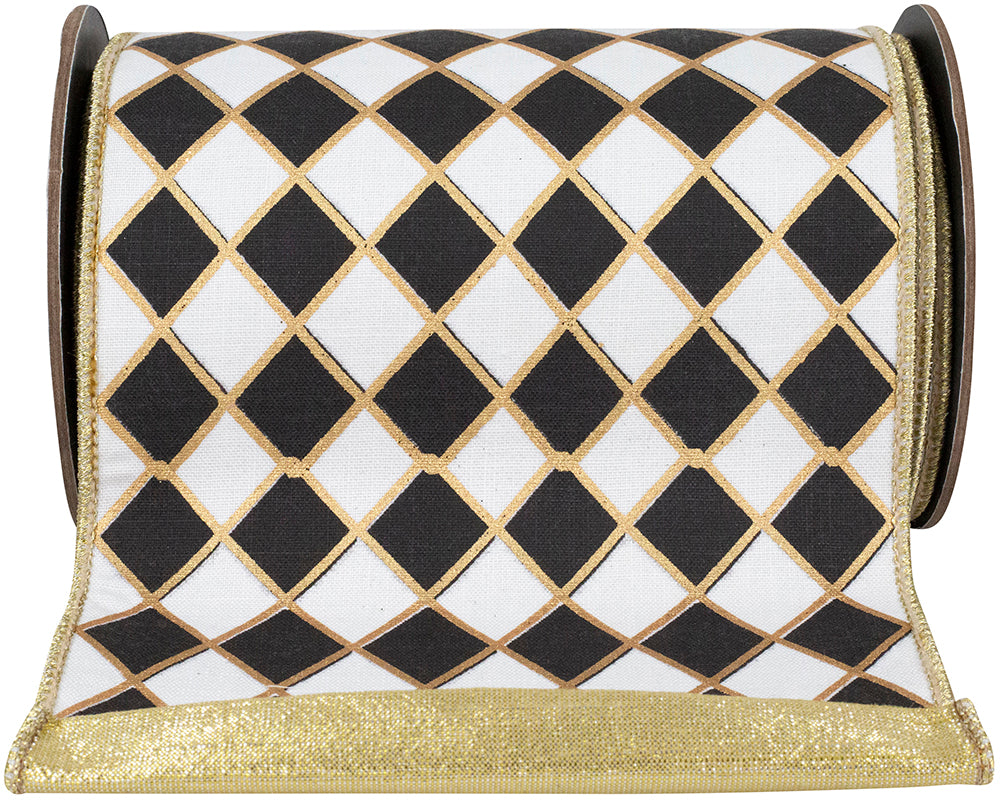 6-inch metallic outline deluxe wired edge ribbon made of polyester